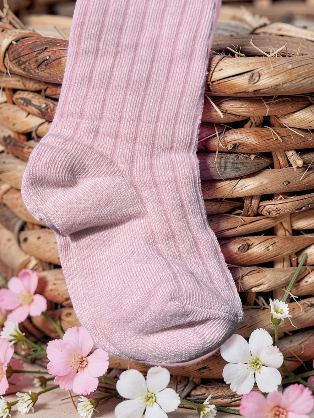 Pink Ribbed Bow Knee-High Socks For Toddlers